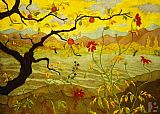 Tree Canvas Paintings - Apple Tree With Red Fruit